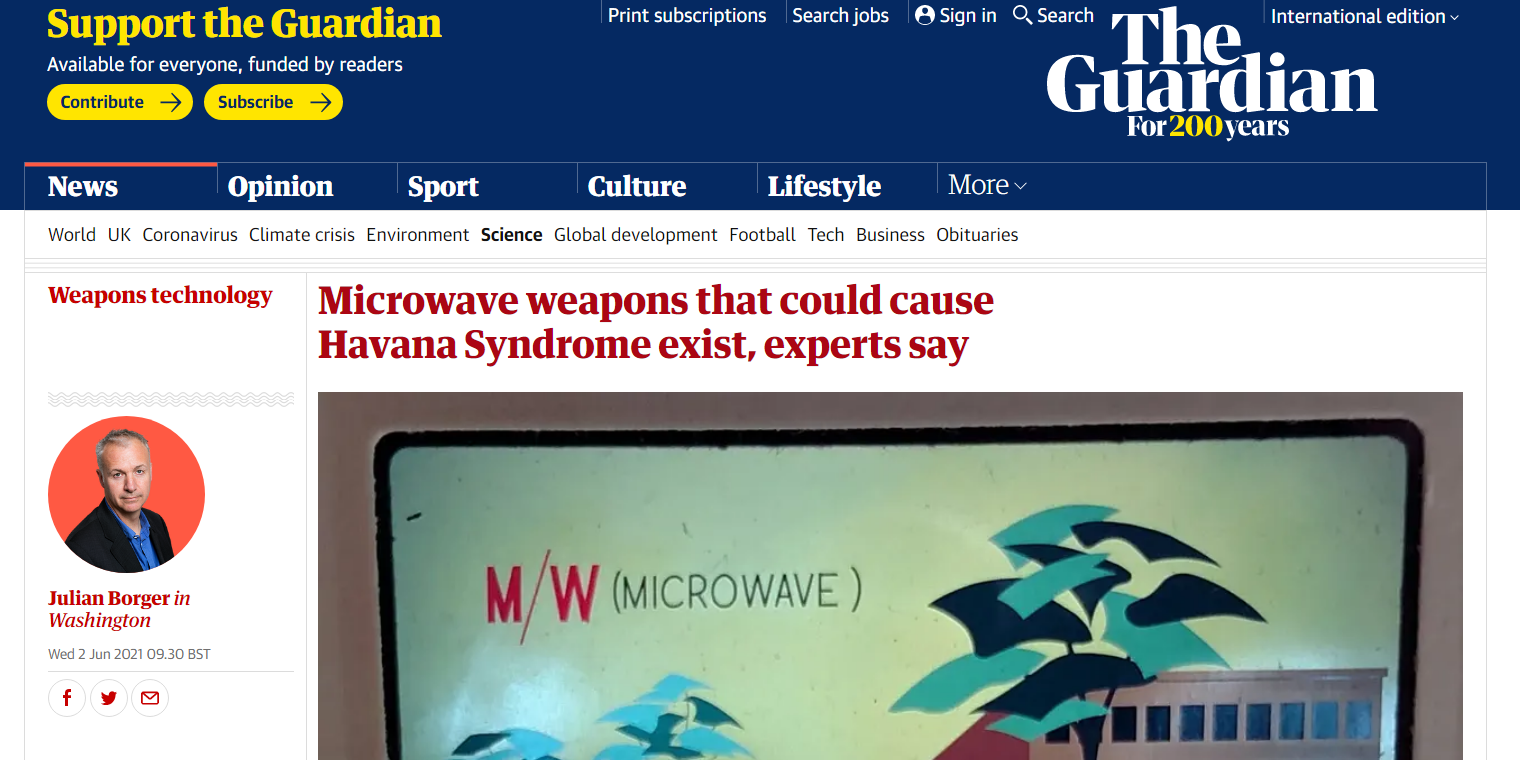 Havana Syndrome Guardian microwave weapons