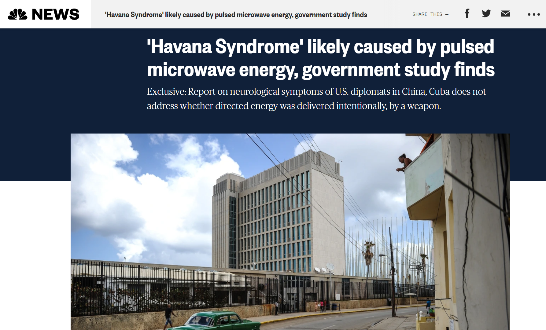 Havana Syndrome NBC pulsed microwave energy