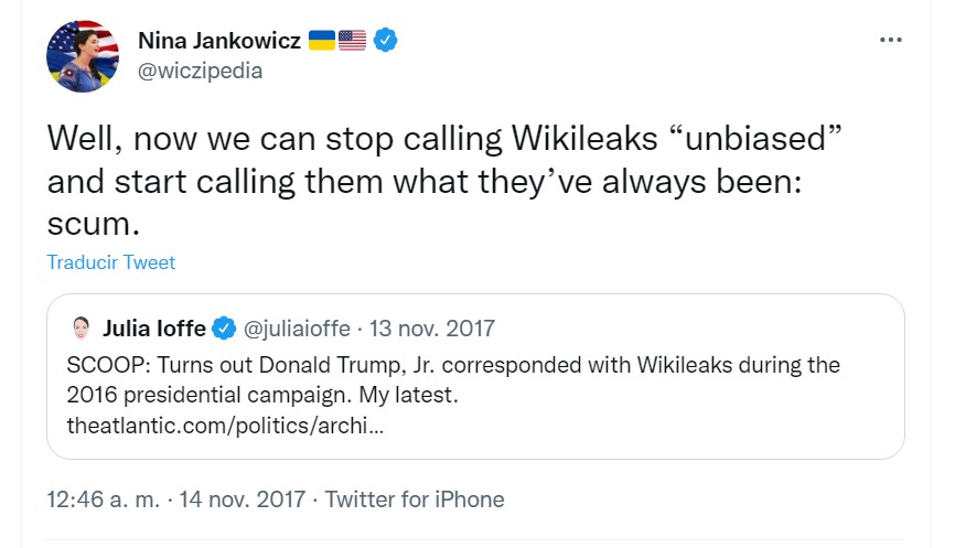 Nina Jankowicz WikiLeaks scum