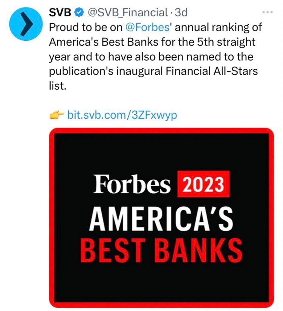 Silicon Valley Bank SVB Forbes America meilleures banques