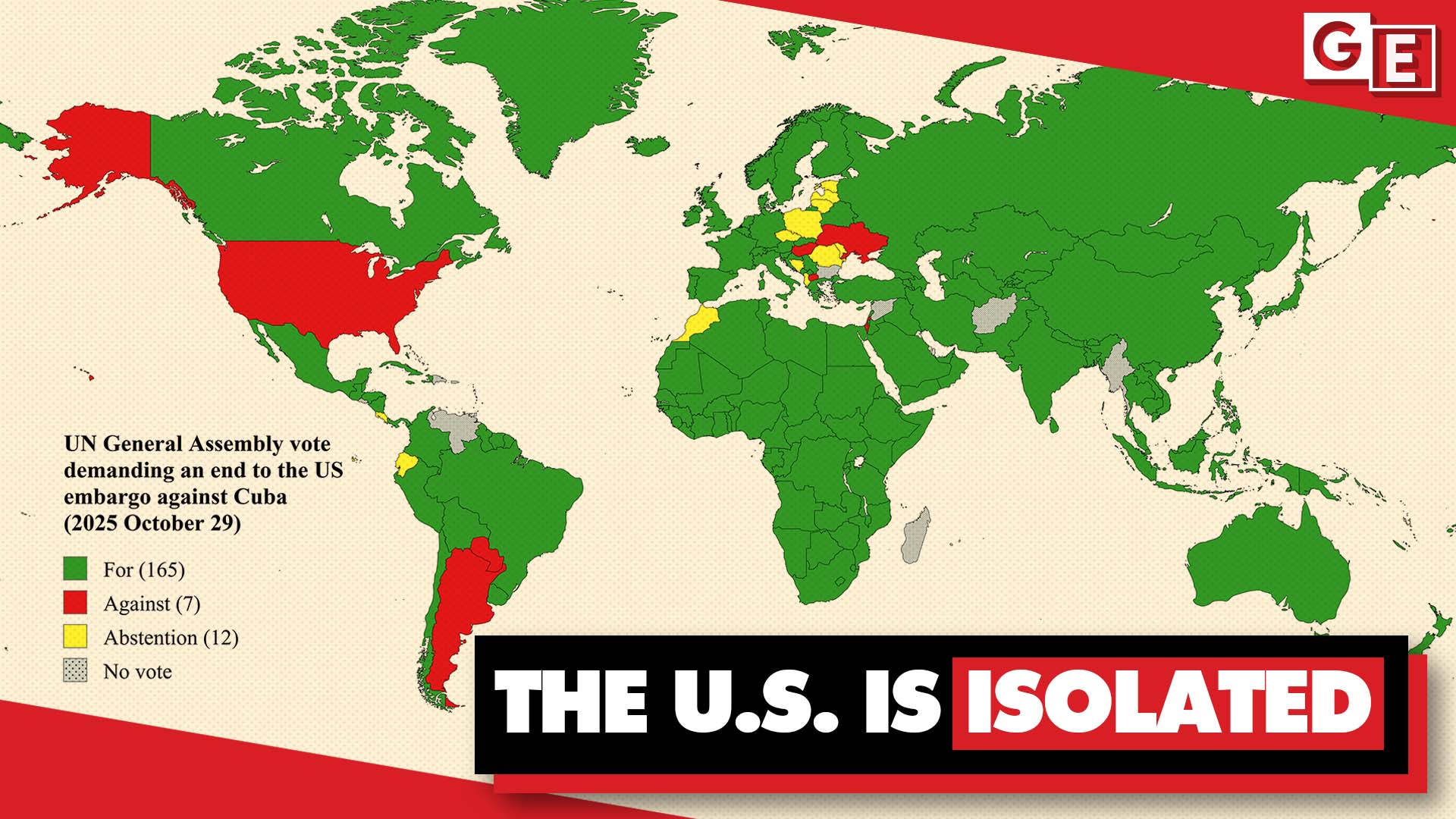 Cuba blockade UN vote 2025 map General Assembly US Trump